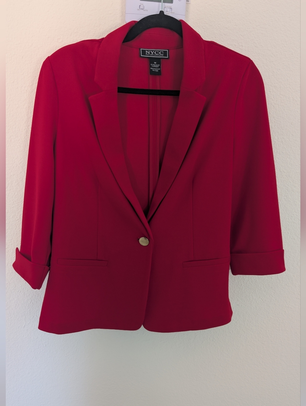 NYCC The New York Clothing CO. Women's Red Single-Button Tailored Blazer